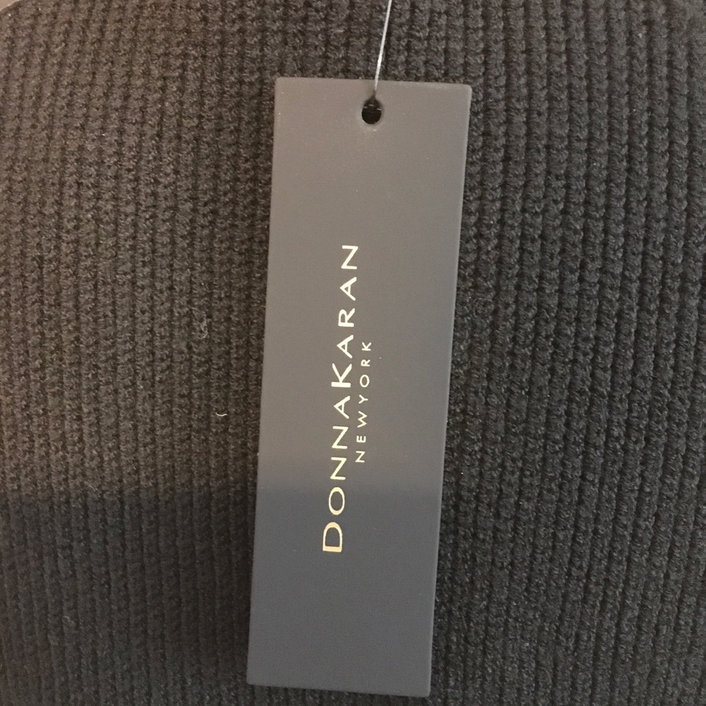 Donna Karan Black One-Shoulder Long Sleeve Knit Midi Dress - Picture 5 of 6